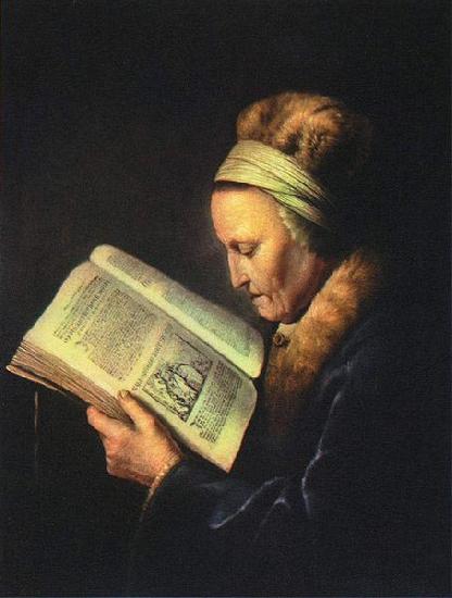 Gerrit Dou Portrait of an old woman reading
